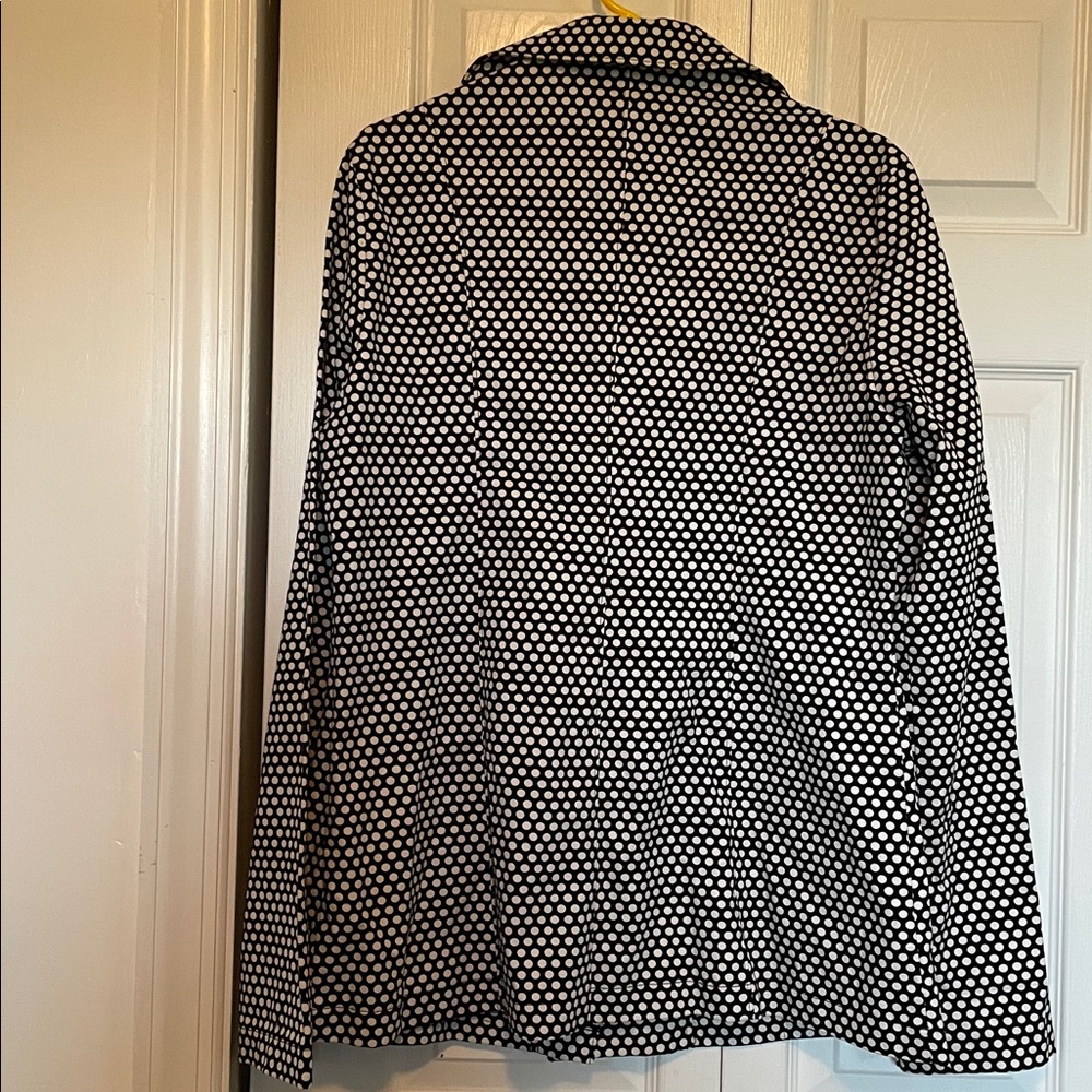 Women’s XXL Super Low Fat black white polka dot blazer 3 big button asymmetrical - Picture 12 of 13